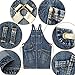 Jeanerlor Washing Style Mens Work Denim Teacher Cross Back Dad Apron with 5 Tool Pockets for Men Barber Woodworking Adjustable L to XXL (Denim Blue)