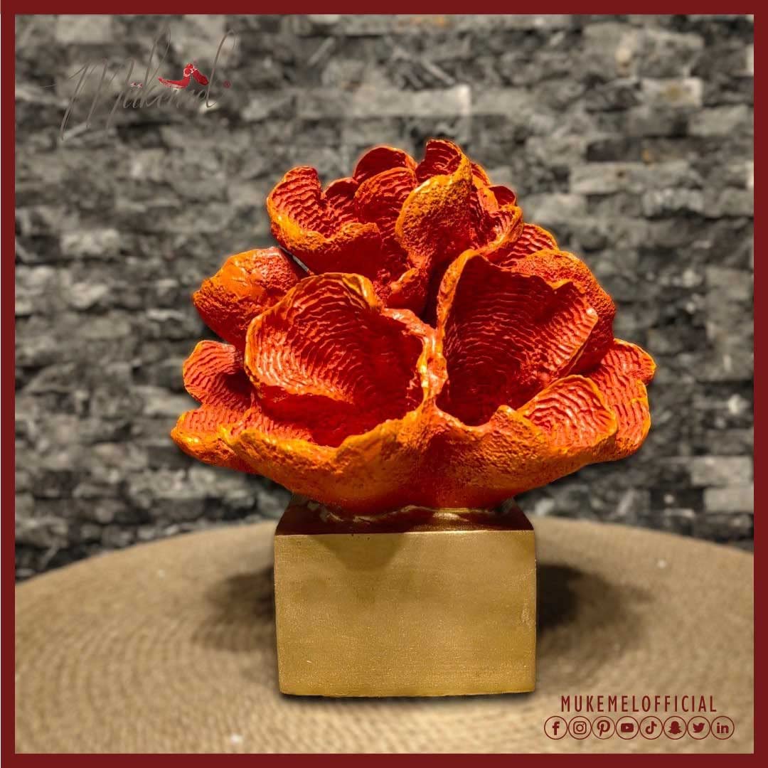 Juego naranja coral (decoración del hogar, artesanía, estatua de mar profundo, misterio del mar) Mukemel Designs -STB0008/9/9z (flor de coral)