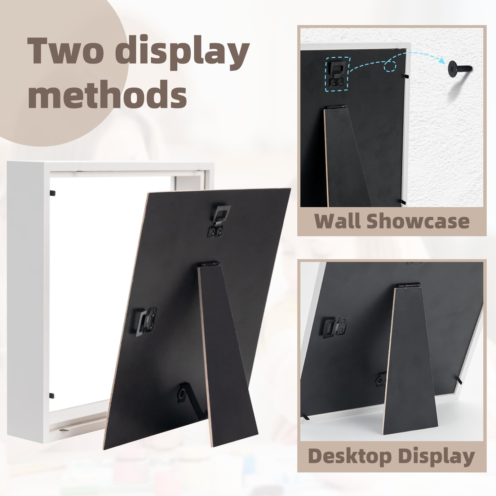 WISYOK 3D Shadow Box 8x8inch, Shadow Box Frame, Deep Box Frame for Objects up to 3cm, Deep Picture Frame for photos Artworks - Image 3
