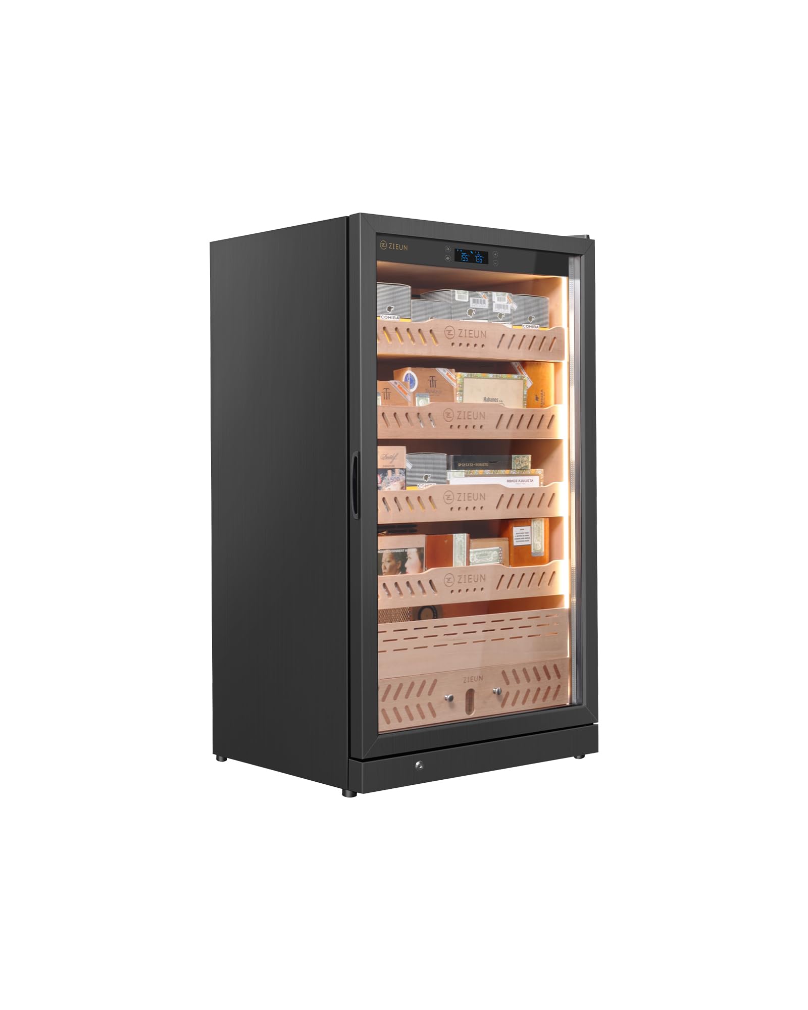 1500 Count Cigar Humidor Cabinet, 245L Large Electric Humidor with Heating and Cooling Temperature Control, Spanish Cedar Wood Drawers &amp; Shelves, Stainless Steel Frame