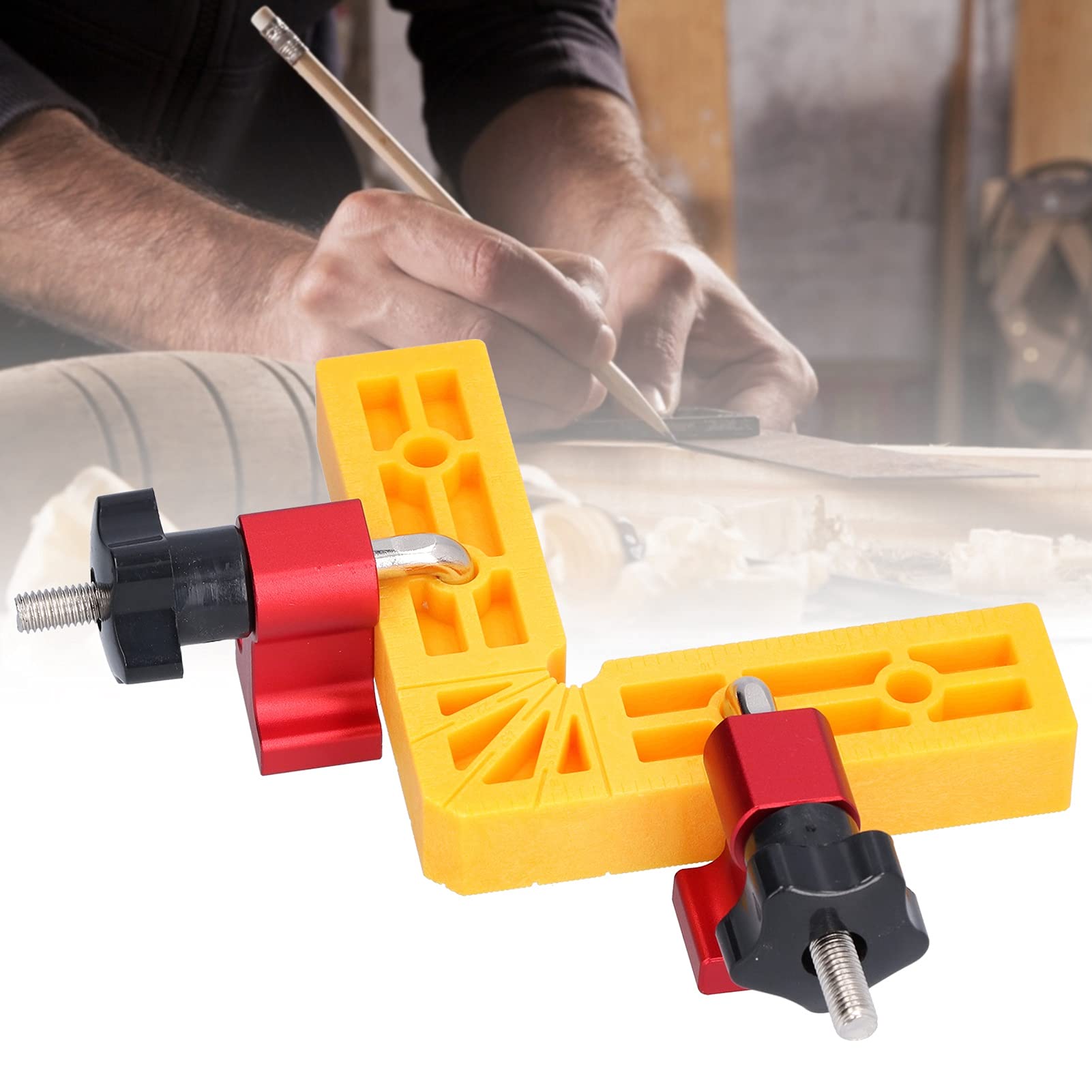 Natudeco 120x120mm Woodworking Square Foldable Plastic 90 Degree Positioning Squares Right Angle Clamps Woodworking Layout Square for Woodworking Repair