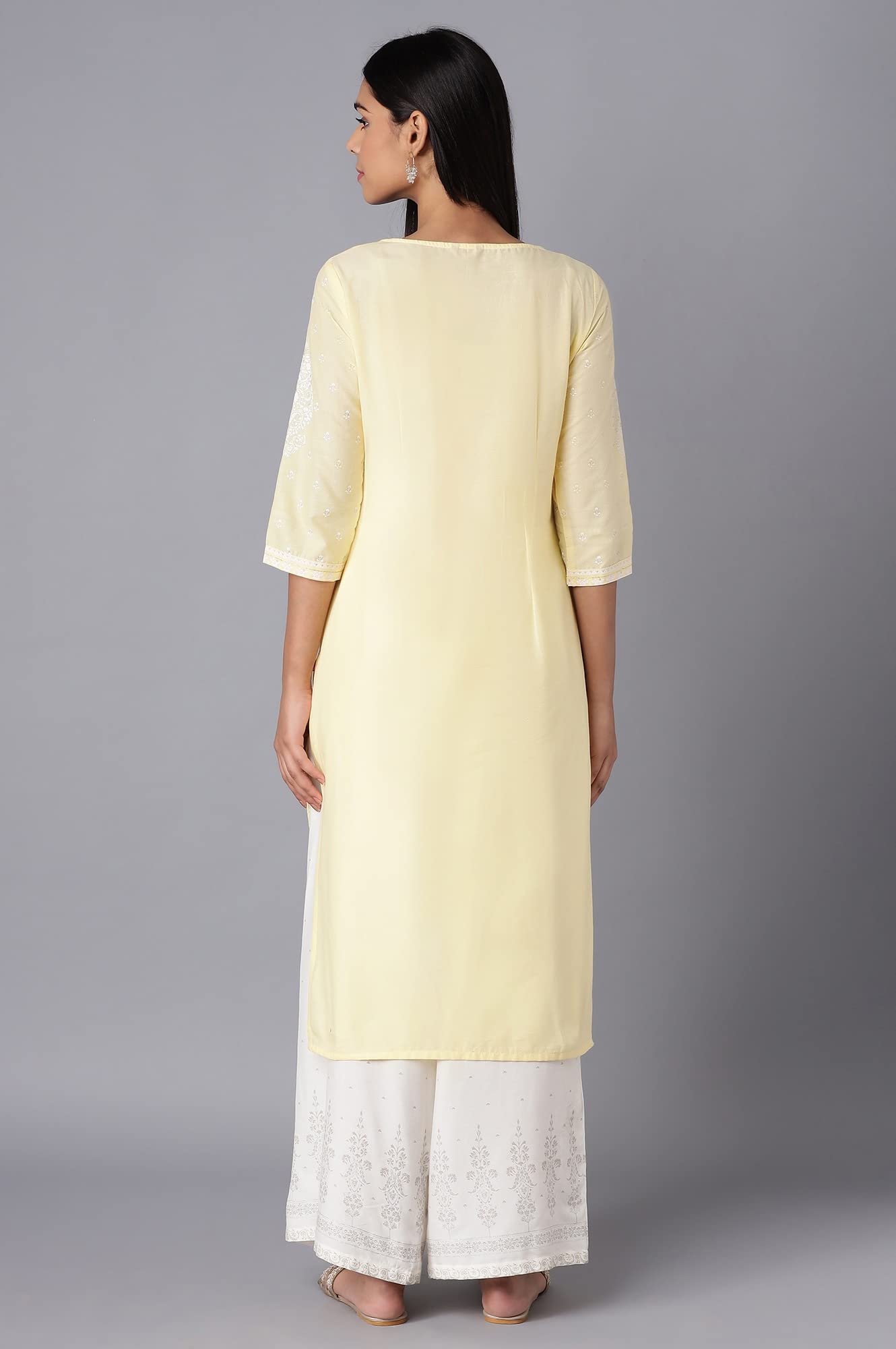 W For Woman Yellow Printed Kurta_22Few17504-118106_3Xl