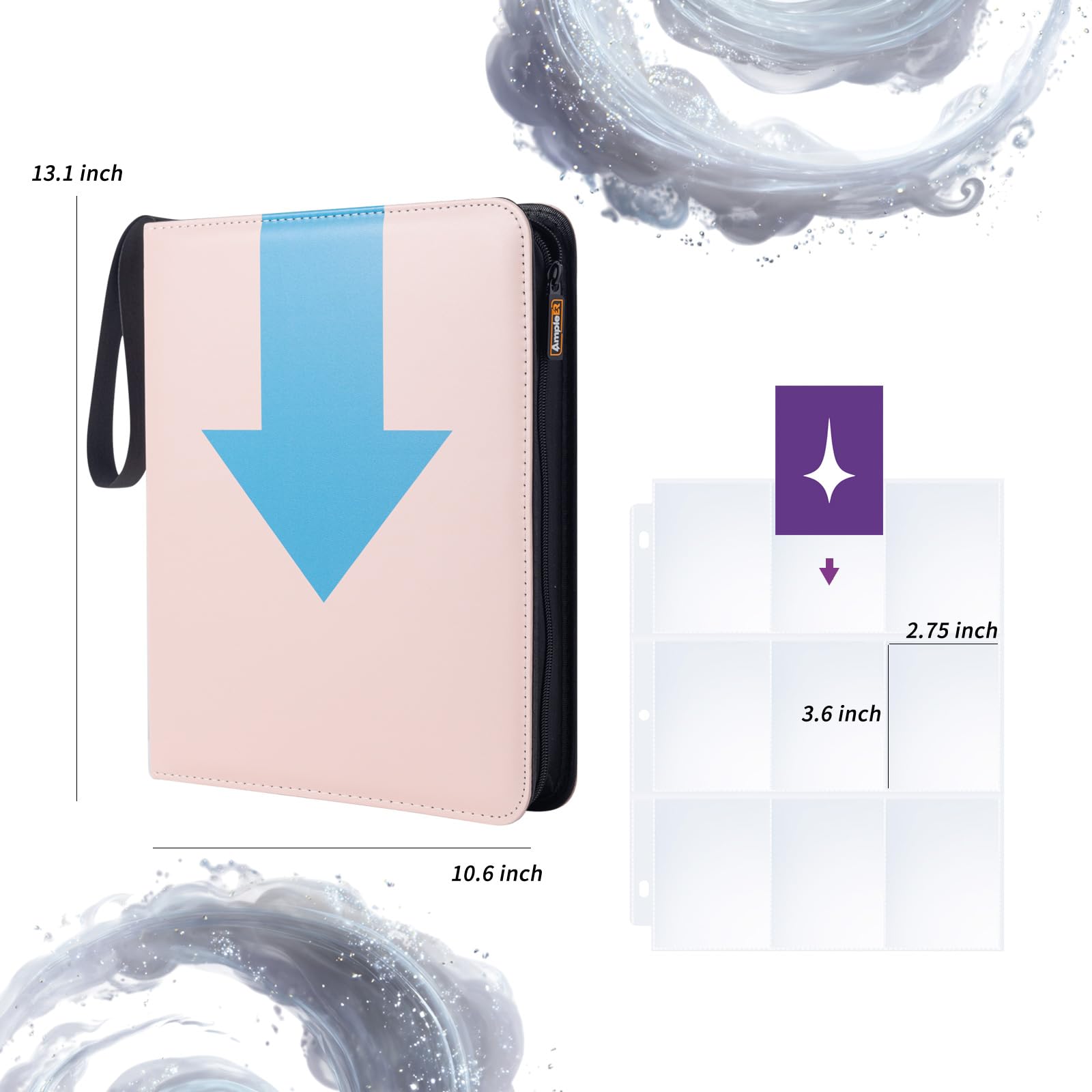 MTG - Raccoglitore per carte collezionabili a 9 tasche, in pelle PU, con cerniera, con 900 scomparti per pagine trasparenti, per collezionisti di carte sportive e baseball TCG