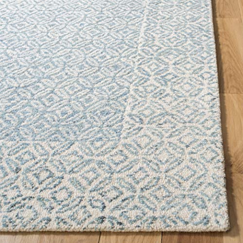 Tapete decorativo rectangular 2' x 3' azul y marfil miniatura 3