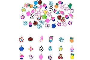 100 Pieces Rubber Loom Band Silicone Bracelet Charms in Assorted Colors