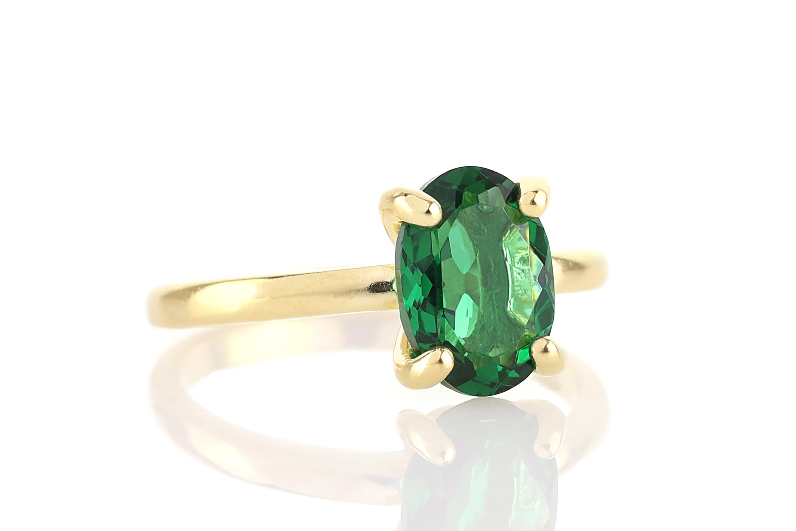 Elegante Anillo de Esmeralda en Oro - Anillos Solitarios para Mujer - Anillos Hechos a Mano para Aniversario, Propuesta, Cumpleaños - Joyas de Piedra de Nacimiento de Mayo para Ella - con Caja de Lujo