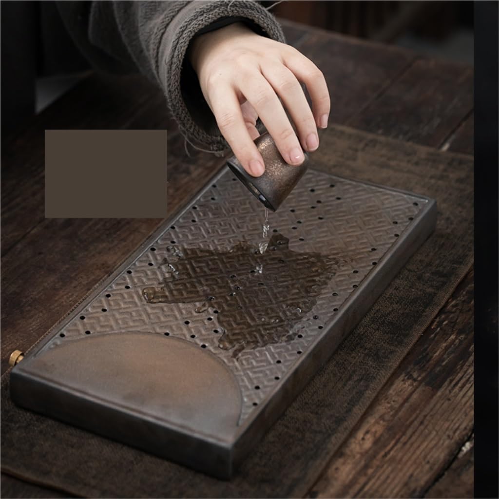 Bandeja de té Kong Fu, Bandeja de té de cerámica Seca, Bandeja de Drenaje para el hogar, Bandeja de té Rectangular Retro para Almacenamiento de Agua