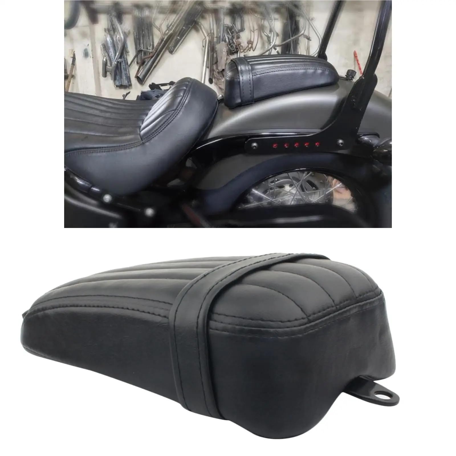 Sedile Passeggero Accessori moto Cuscino del sedile passeggero posteriore in pelle artificiale nera Sella comfort per ciclisti da strada