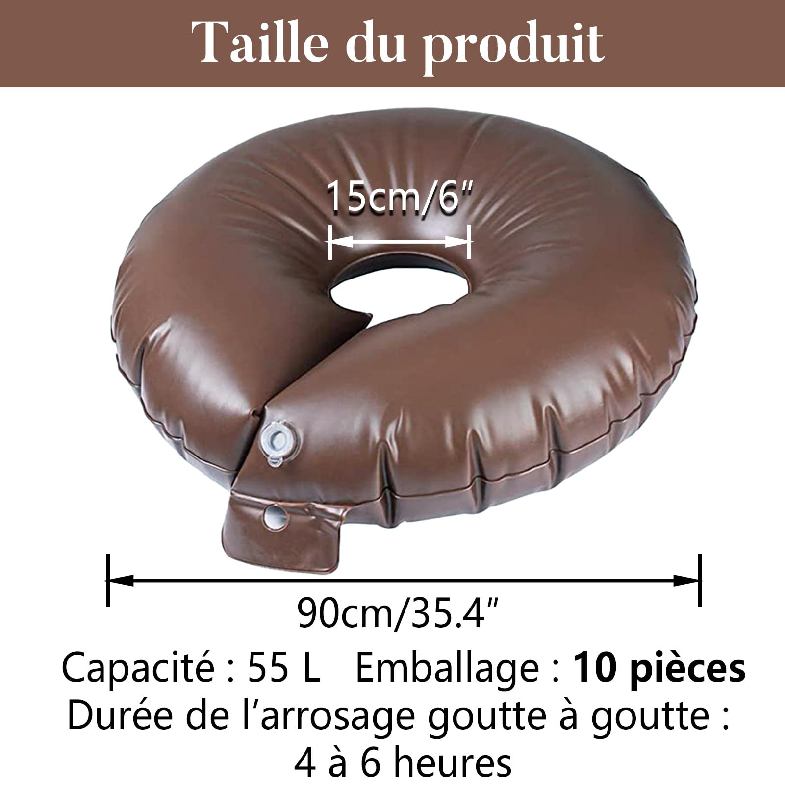 10 Pièces Anneau D'arrosage pour Arbres 55 L Sac D'irrigation Jardin Durable en PVC Résistant aux UV Réutilisable pour L’Irrigation des Racines des Arbres Jeunes et Matures