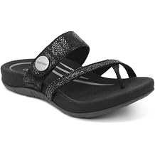 Aetrex Izzy Memory Foam Footbed Faux Leather Adjustable Slide Orthopedic Sandals for Women - Pressure Relief Pain Arch Support Sandals Womens