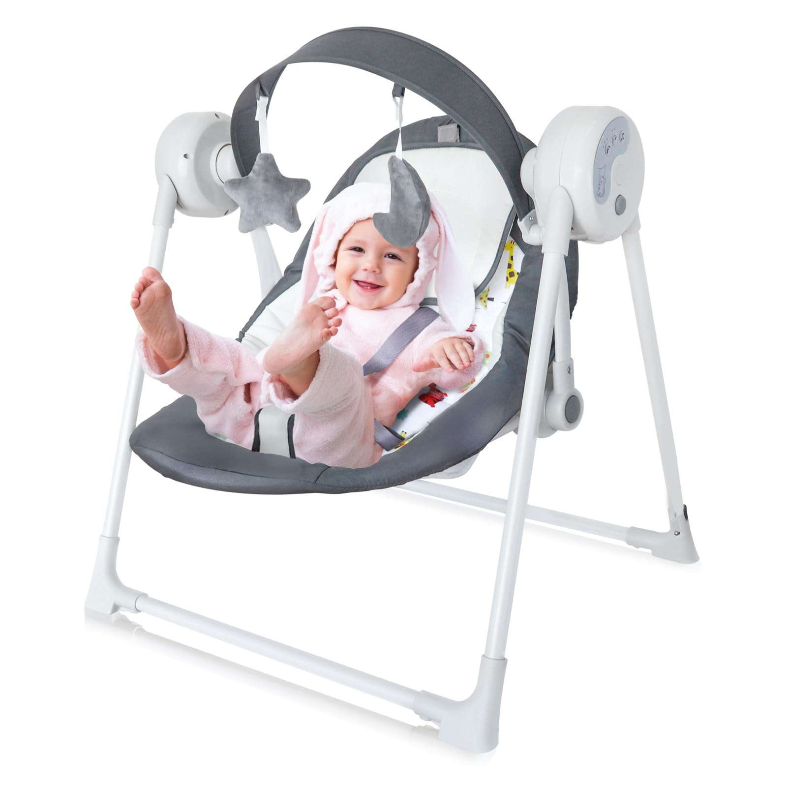 Baby Swing SpaceSaver Ultra-Compact Foldable Infant Swing (Fits in 5.3" Gaps!) 6 Speed Modes | Portable Newborn Swing for Travel/Car/Picnic (0-6M, 6-