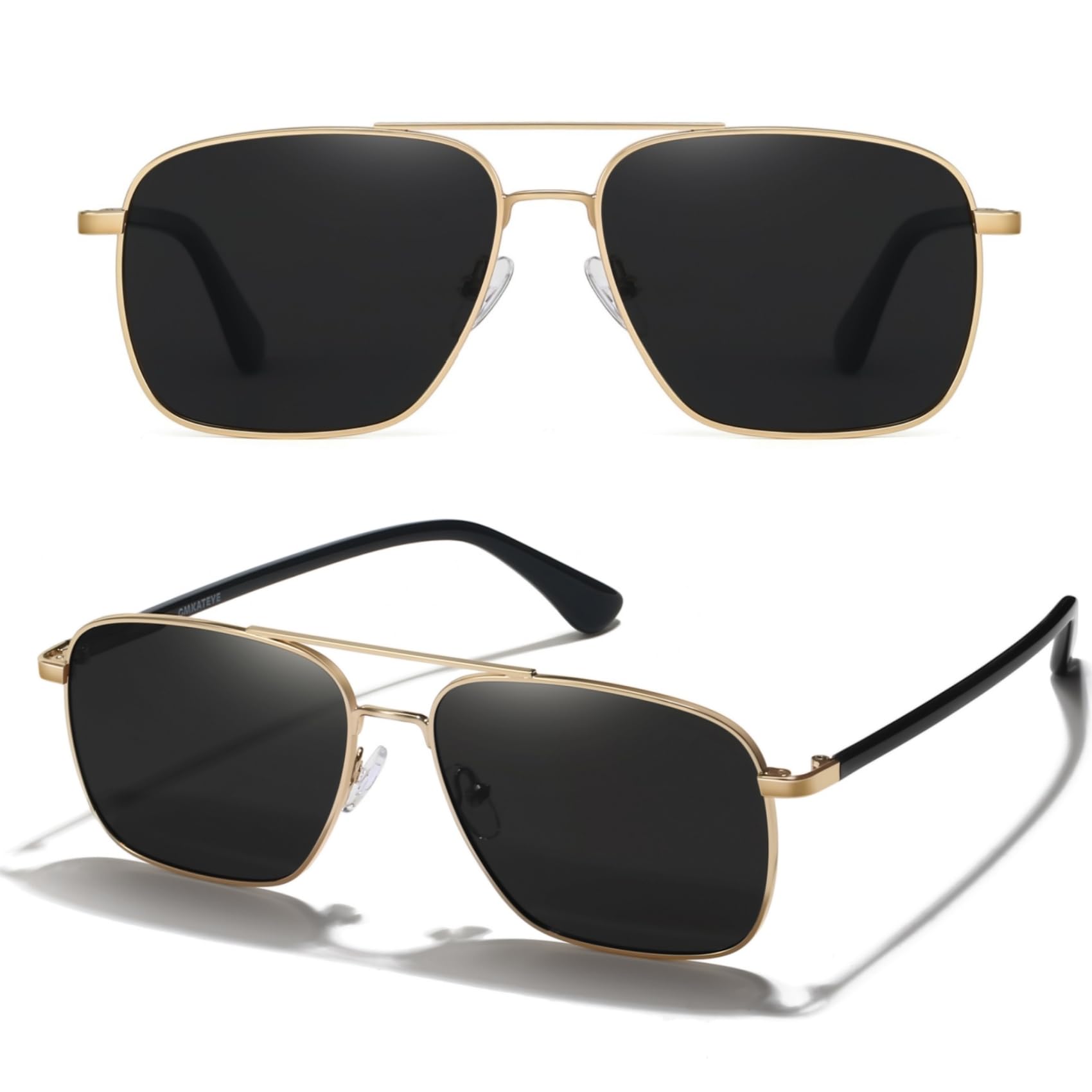 Lentes de sol polarizados de aviador para hombres y mujeres, protección UV400, retro, cuadrados, frescos, gafas de sol