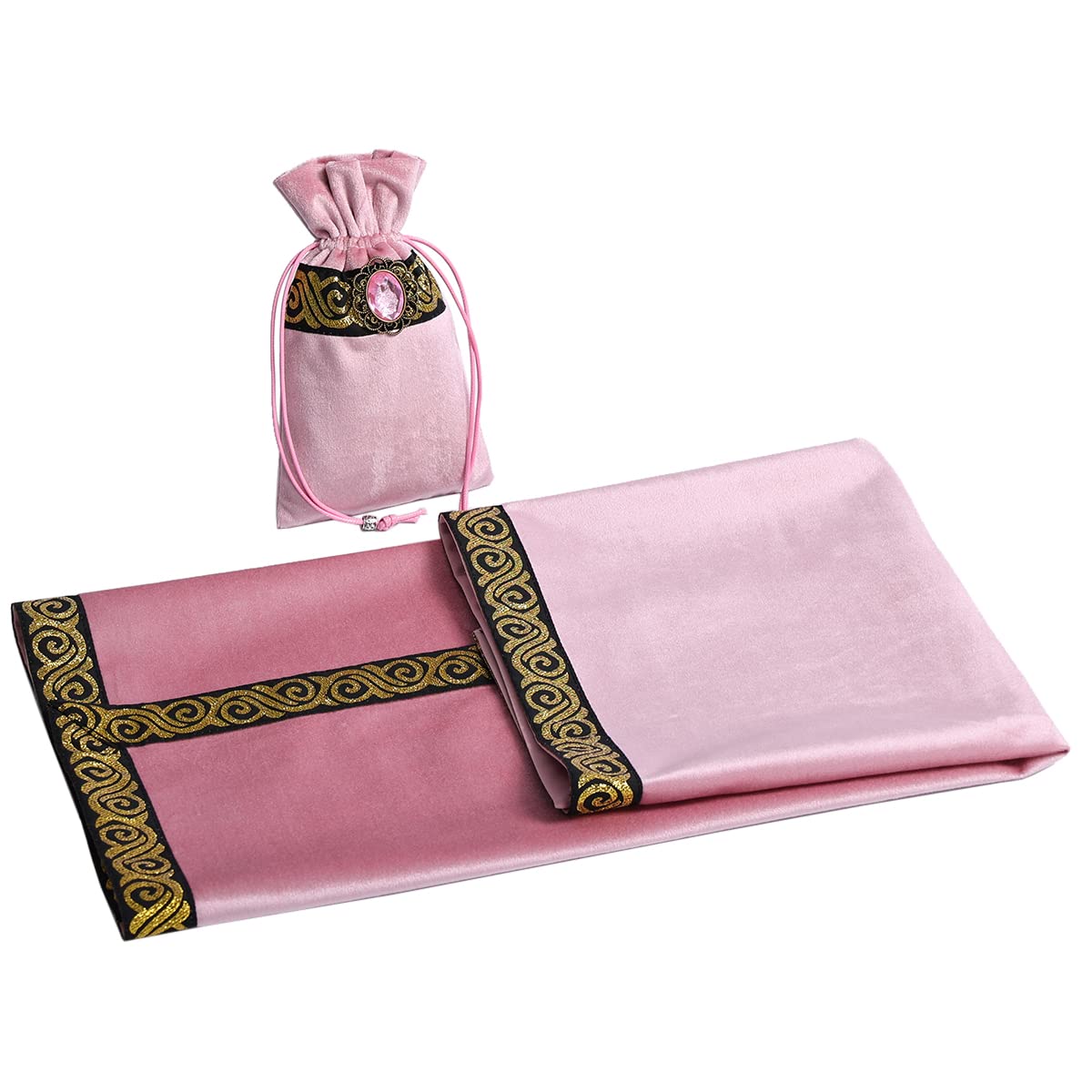 BLESSUME Tarot Table Cloth Divination Wicca Velvet Altar Cloth with Tarot Pouch Pink, 24.4 x 24.4 inch (Square) - Image 2