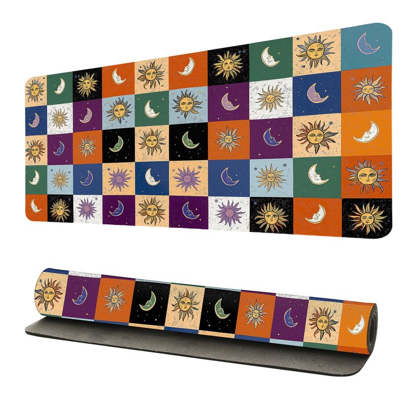 Tapis de souris céleste en cuir PU Sun & Moon 80x40 cm