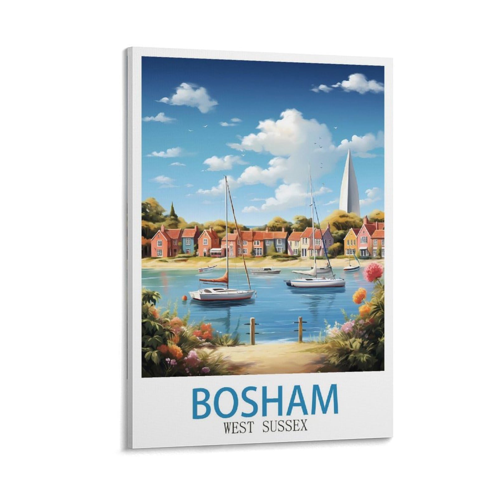 ZBBGGOZ Bosham West Sussex Vintage Travel Poster 12x18inch(30x45cm) Canvas Wall Posters And Art Picture Print Modern Family Bedroom Decor