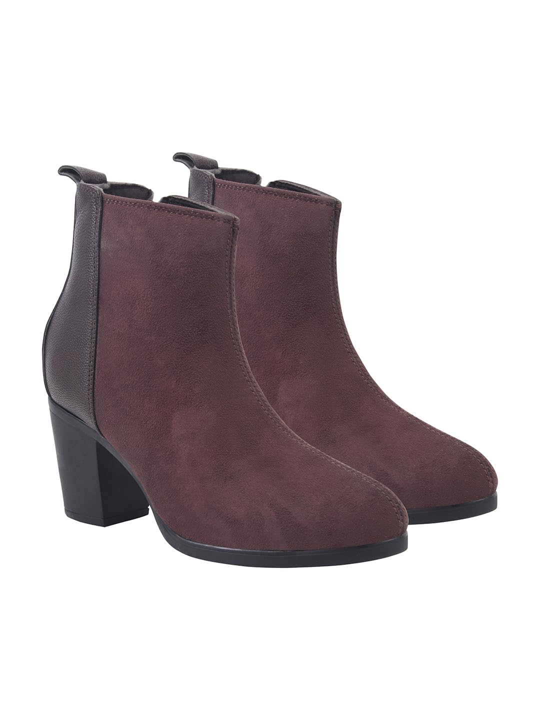shoetopia Women’s Ankle Boots with Block Heel | Side Zip Closure | Faux Suede Finish | Casual & Party Footwear Booties-picture-24