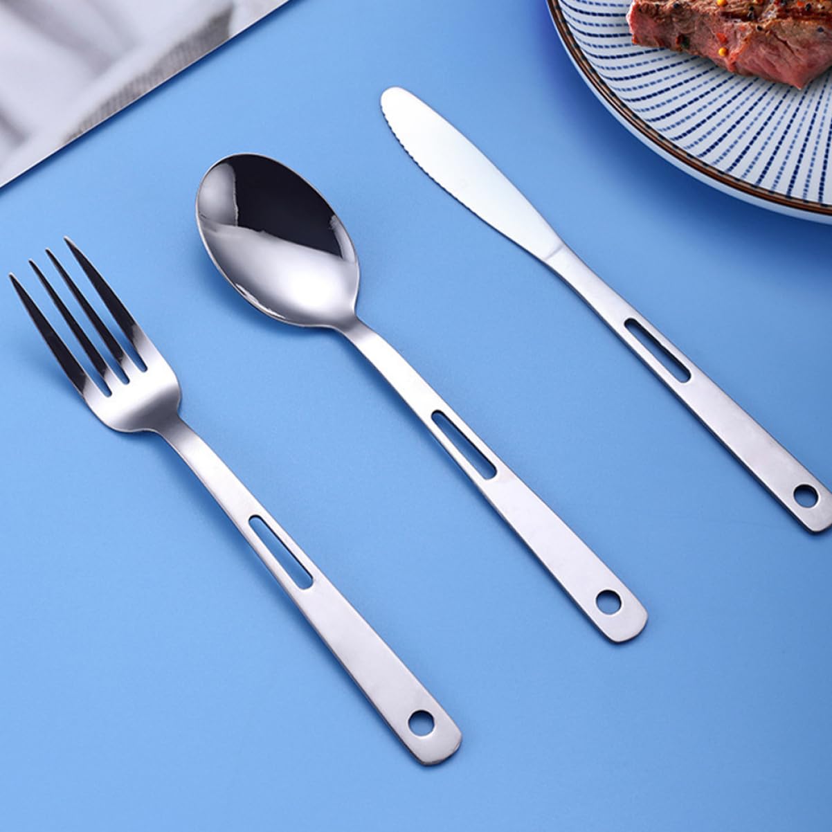 Hemobllo Posate Portatili in Acciaio Inox Per Campeggio e Viaggi Forchette e Cucchiai Compatti Per Picnic e Attività All Aperto