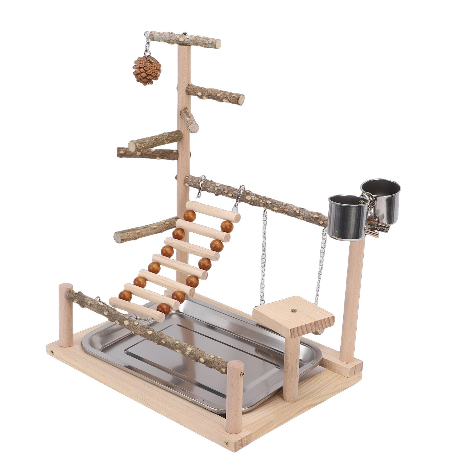 Parco Giochi per Uccelli in Legno di Alta qualità, Trespolo per Uccelli, Altalena per Accessori per Gabbie per, Supporto per Pappagalli Stabile e Affidabile