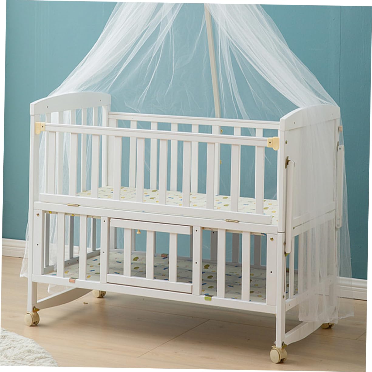 Roulettes Pivotantes Silencieuses Frein en PU Ensemble de 4 et Polyvalentes Installation Facile Accessoires pour Parents pour Lit Bébé