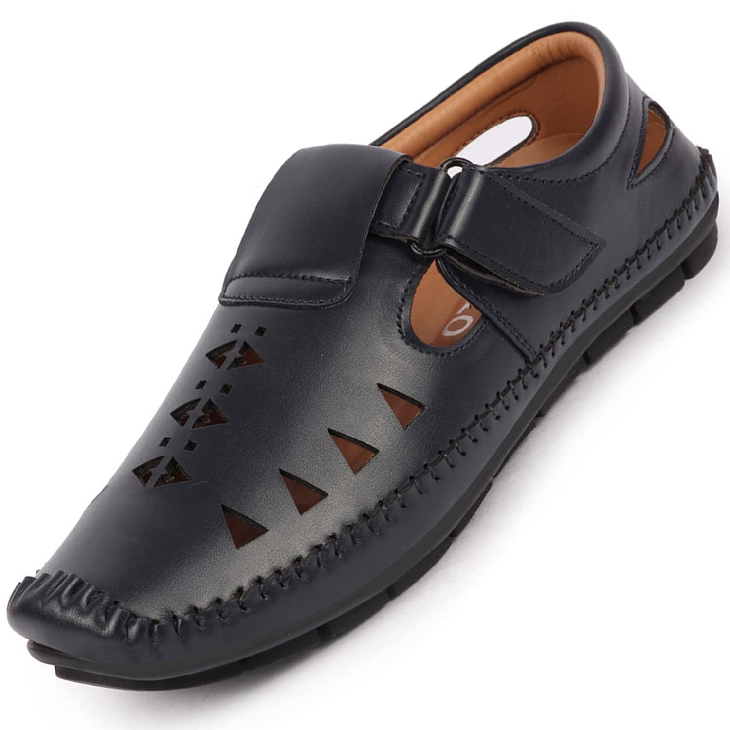 FAUSTO FST FOSMS-2030 BLUE-41 Mens Blue Laser Cut Side Stitched Hook & Loop Driving Roman Sandals (7 UK) (B0BCS3G5QW) Amazon Price History, Amazon Price Tracker