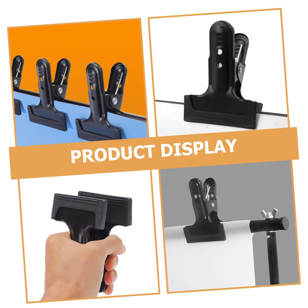 HOMOCONO 4Pcs Photography Backdrop Clips Durable Cold Rolled Steel Clamps for Secure Background Fixing Easy Installation Removal for Photographers and Use