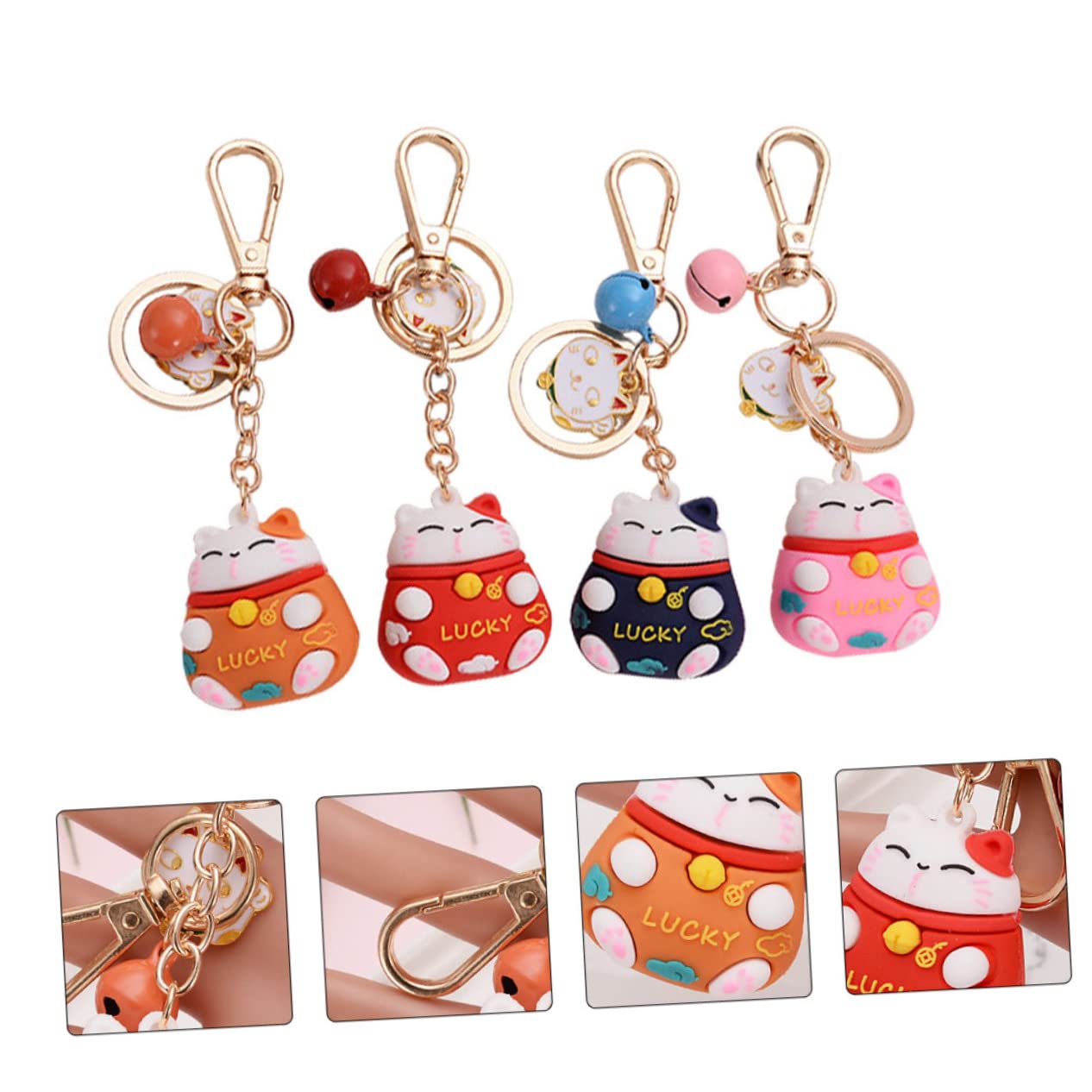 CALLARON 8 Stück Teiliges Lustiger Schlüsselanhänger mit Glückskatze Niedliches Bag Hanging Pendant Kreativer Taschenanhänger Dekorativer Schlüsselring für Mädchen und Frauen