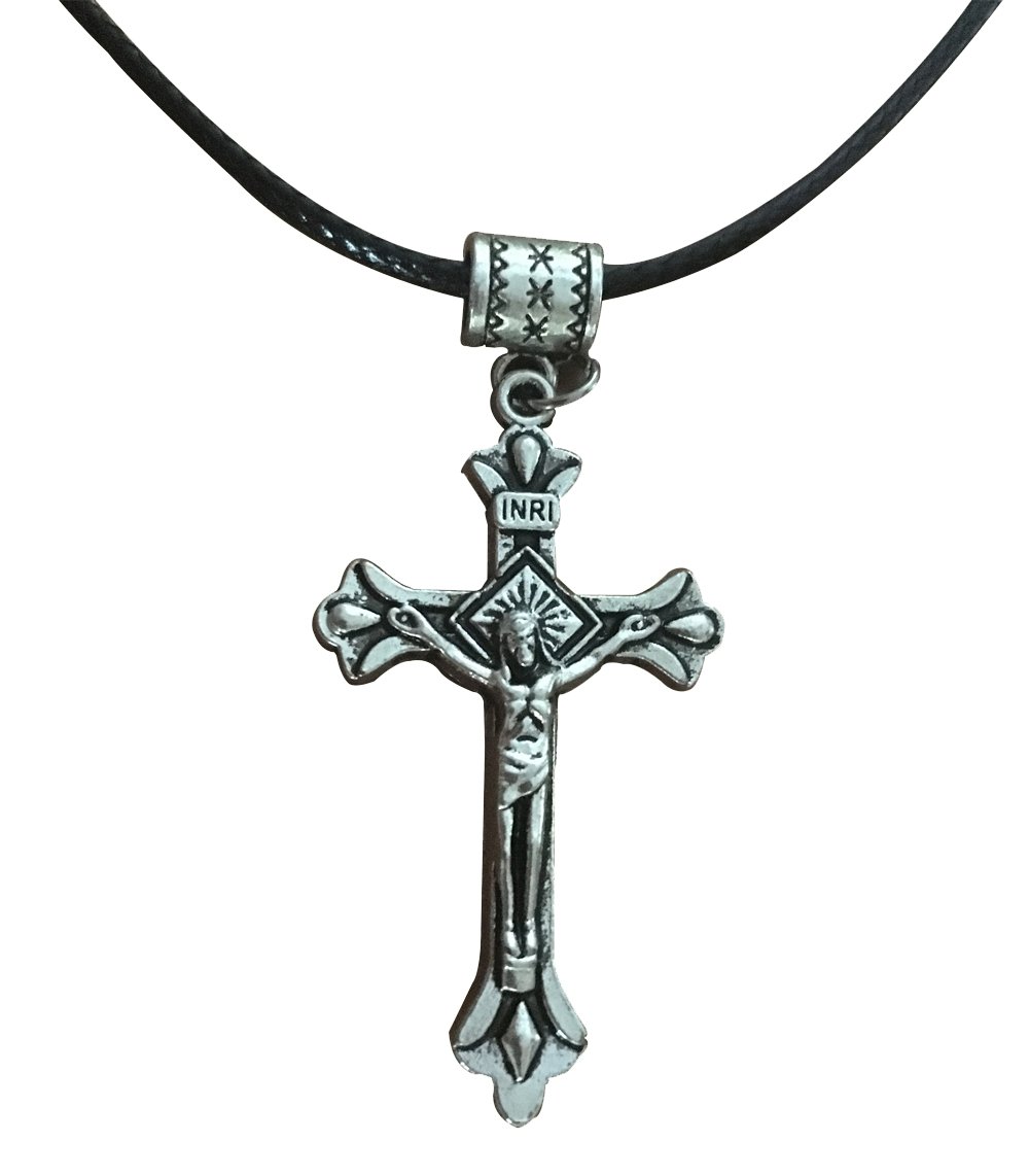 SUNSIN Men's Stainless Steel Cross/Turtle/Scorpion/Elephant Necklace with Rope Adjustable Black Chain
