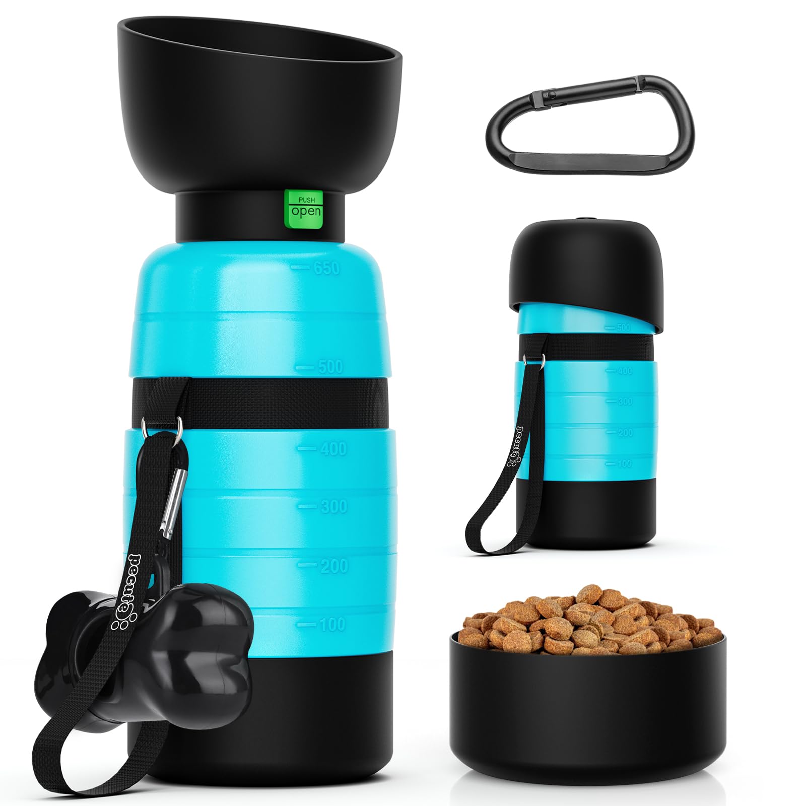 2-in-1 Haustier Wasserflasche Mit Futternapf - Praktisch Für Unterwegs