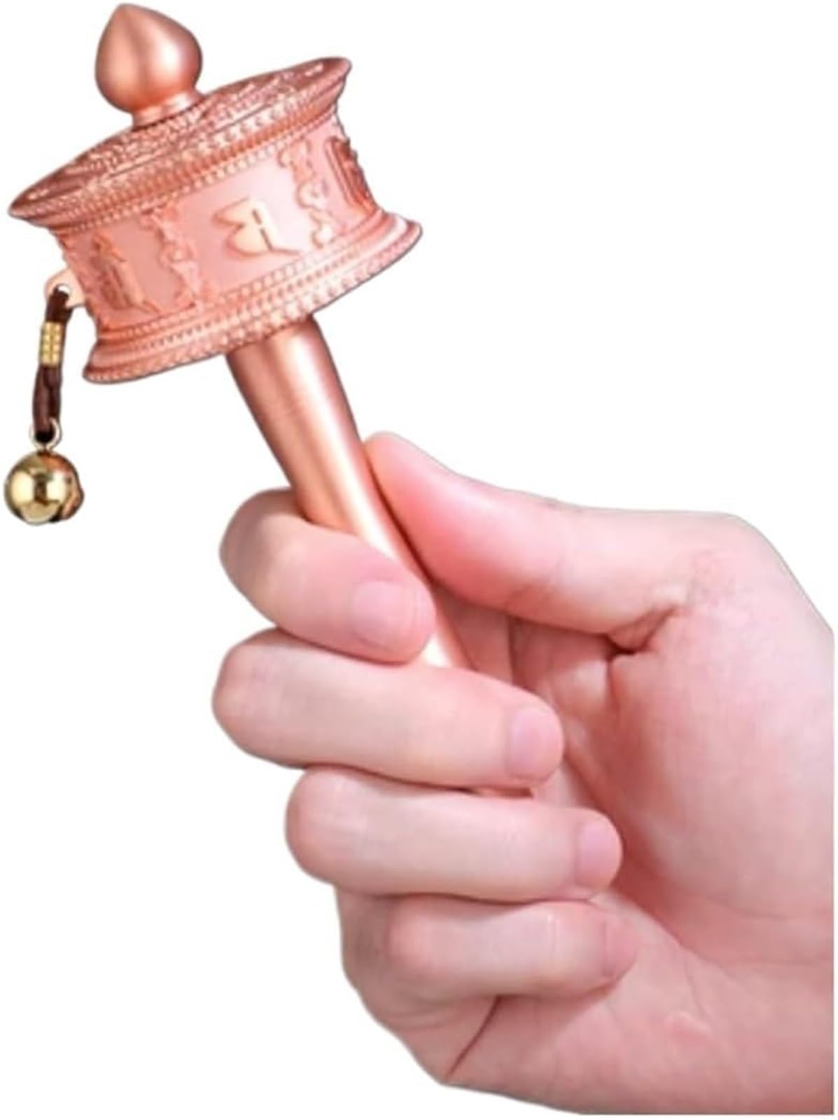 VHJdtE Prayer wheels, Wheel Tibetan copper prayer wheel hand-held rotating mantra used for meditation(Brass,M)