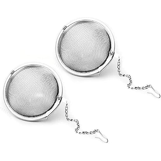 YANCI Stainless Steel Tea Ball Strainer Mesh Infuser Filter Reusable Spice Filter Ball Herbs Infuser with Extended Chain Hook for Loose Leaf Tea and Spices Seasoning (Medium, Pack of 2)