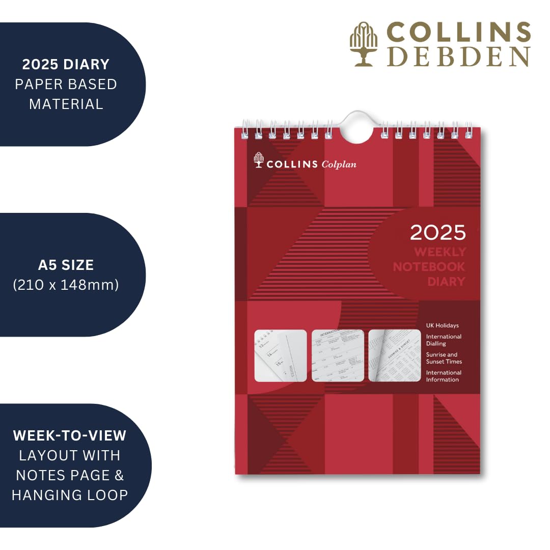 Collins Colplan 2025 - A5 Weekly Spiral Planner Diary Calendar (60-25) - Week to View Wiro-Bound Wall Calendar - Image 2