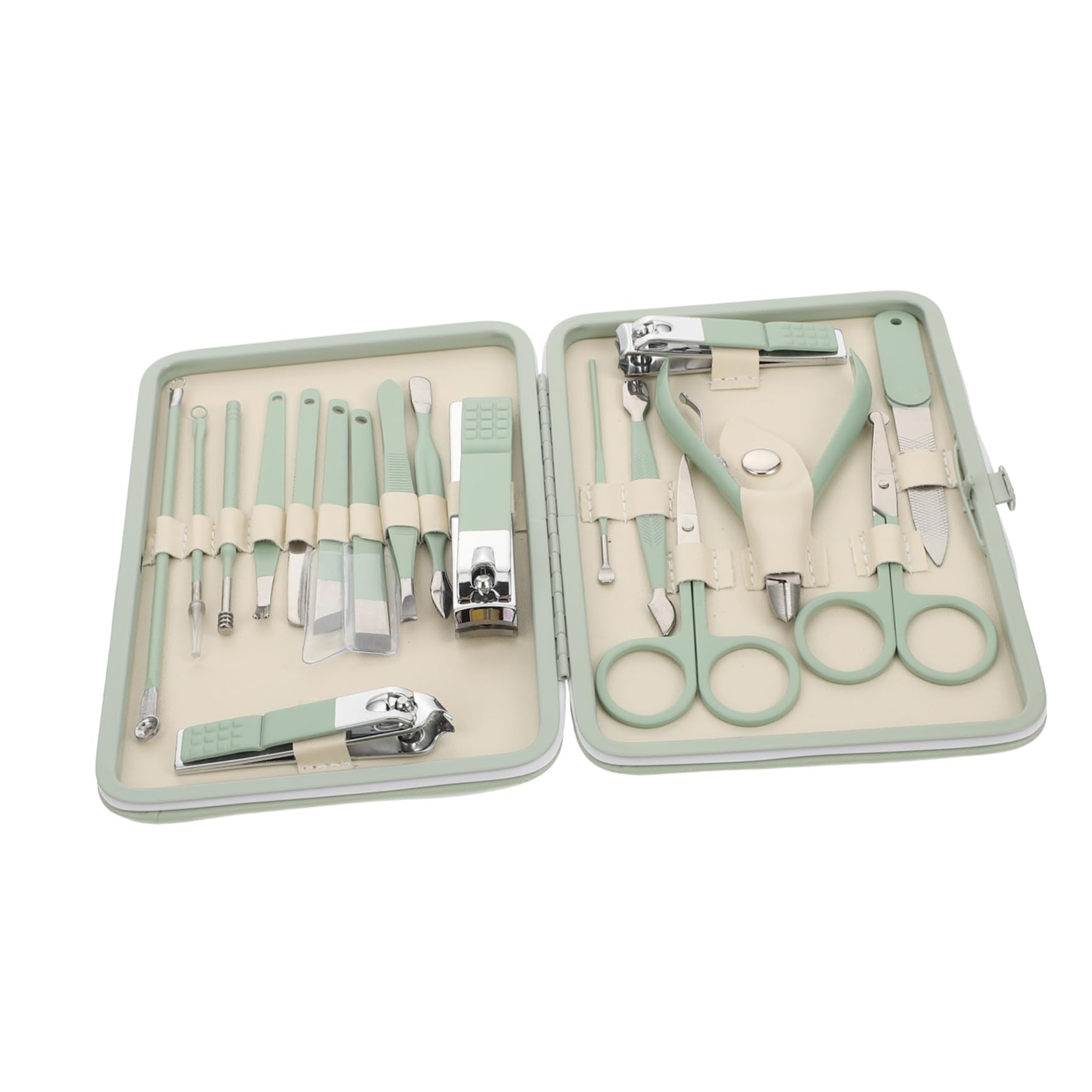 Healeved Set da 18 Pezzi in Acciaio Inossidabile Colore Verde Kit Manicure Professionale Strumenti per Taglio e Cura delle Unghie Kit Portatile per Uomo e Donna