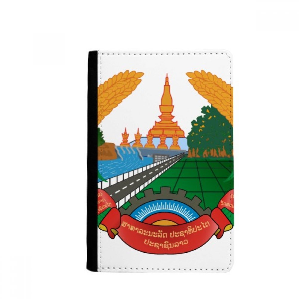 Laos Asia National Emblem Passport Holder Notecase Burse Wallet Cover Card Purse