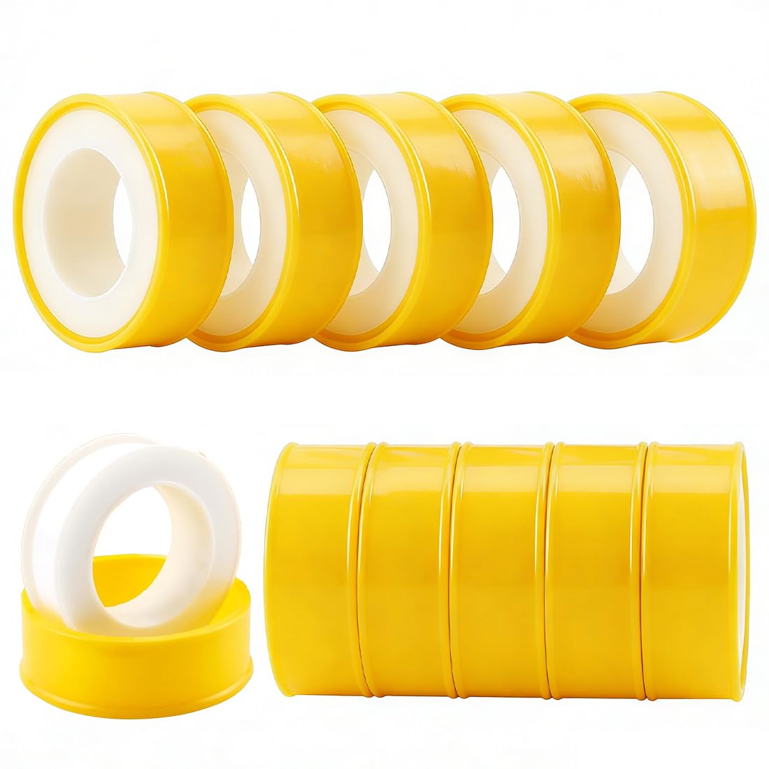 10 rollos de cinta selladora hidráulica roscada PTFE Cinta adhesiva PTFE 15 mm x 12 m para reparar tuberías, grifos, válvulas y radiadores