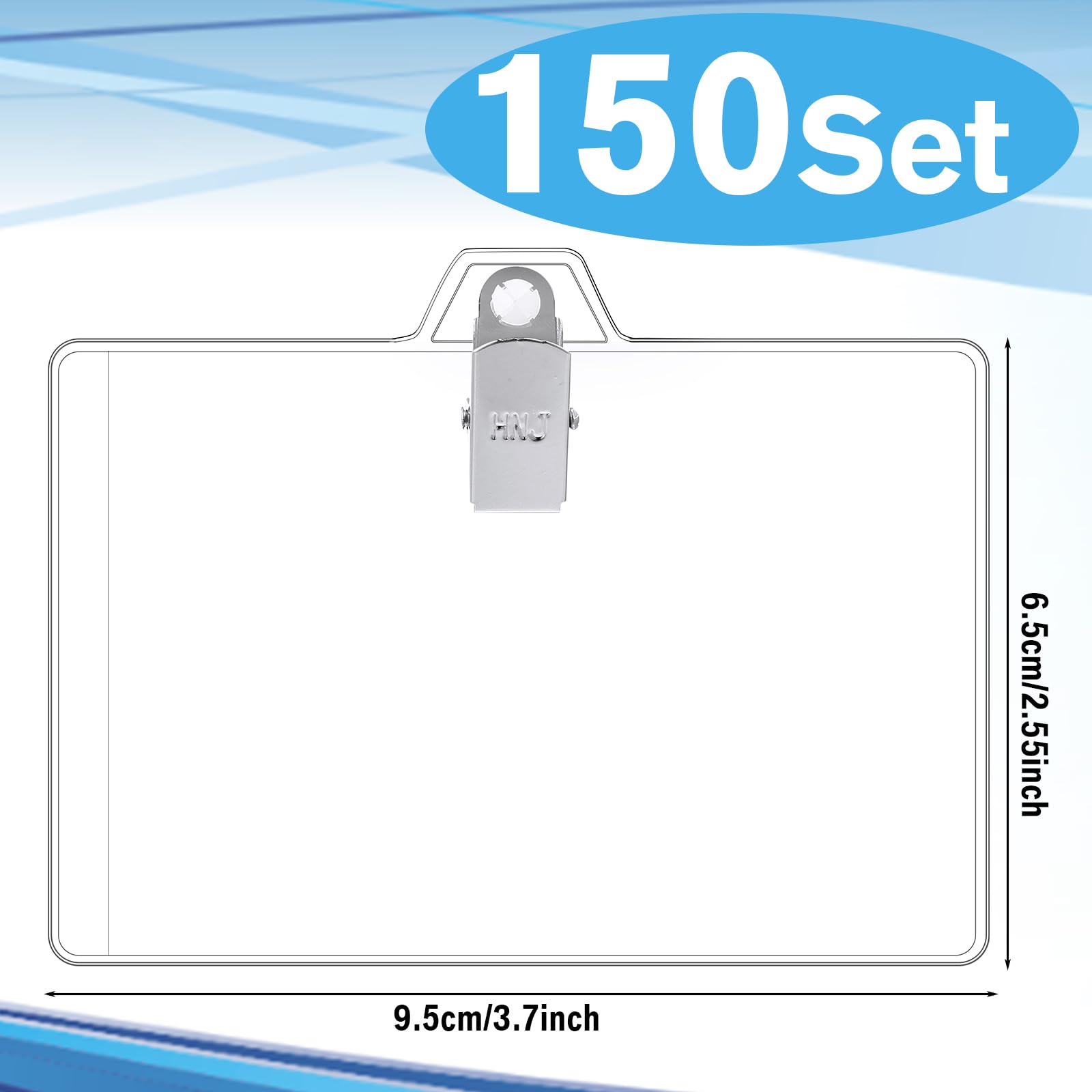 Zonon Lot de 150 porte-badges avec clip transparent sur étiquette nominative étanche en PVC transparent avec fermeture éclair refermable en métal pour enseignants, étudiants, travailleurs (clips
