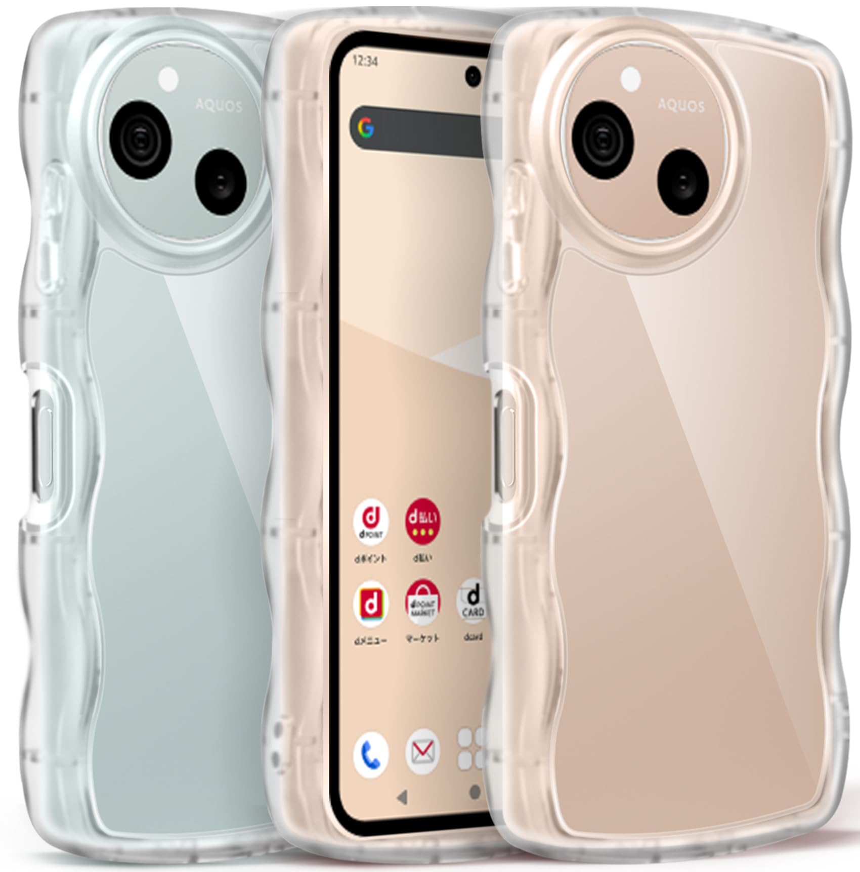 AQUOS Sense9 / AQUOS Sense10 ケース クリア かわいい 波型 アクオスセンス9 / 10 用 スマホケース 人気 女性用 SH-53E | SHG14 | SH-M29 | SH-53F カバー 滑り止め 薄型 軽量 耐衝撃 ストラップホール付き 透明(クリア)