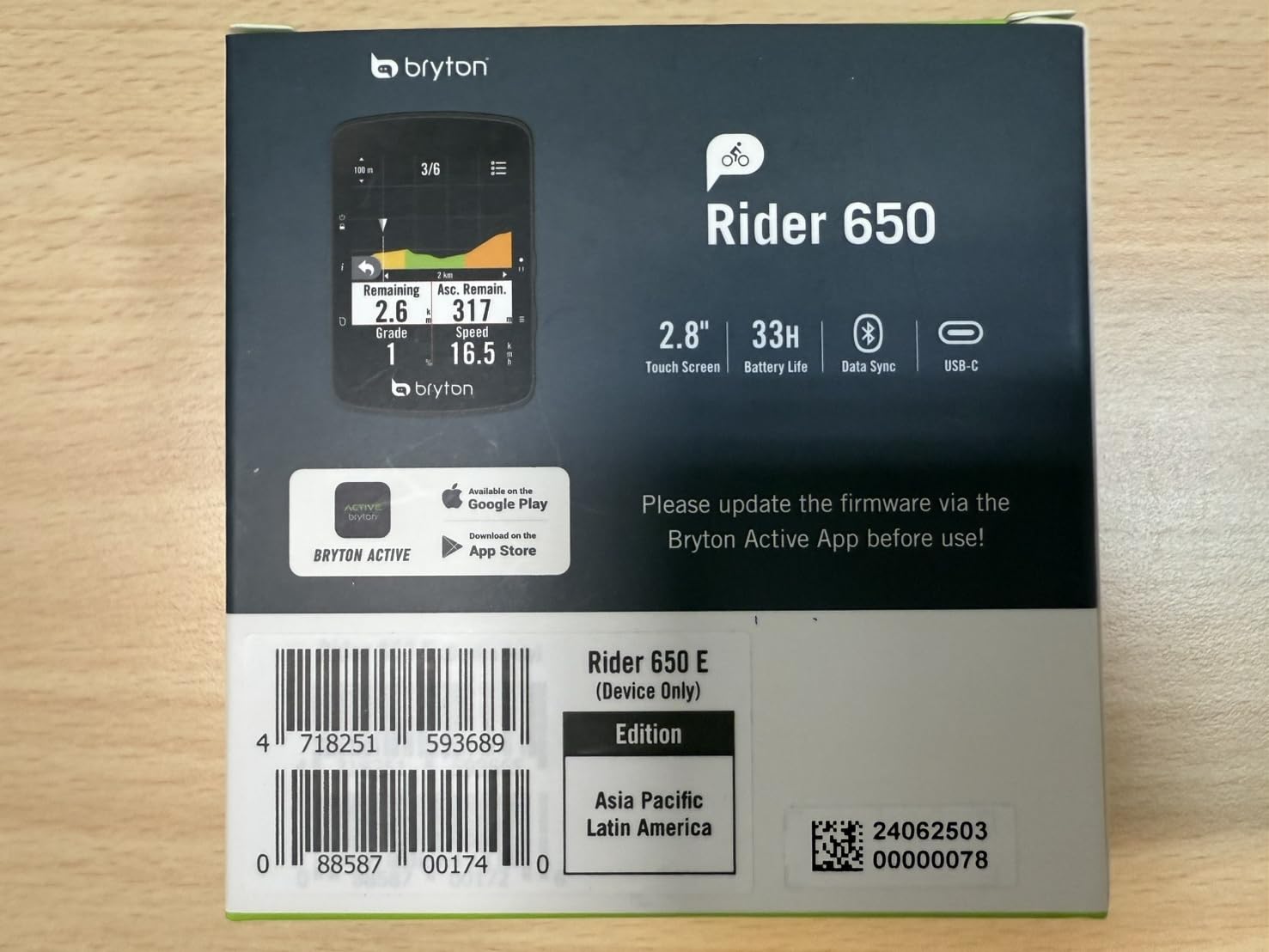 Bryton Rider 650 GPS-Fahrradcomputer 2,8" Farb-Touchscreen 33h Akkulaufzeit Europakarten Abbiegen-Navigation