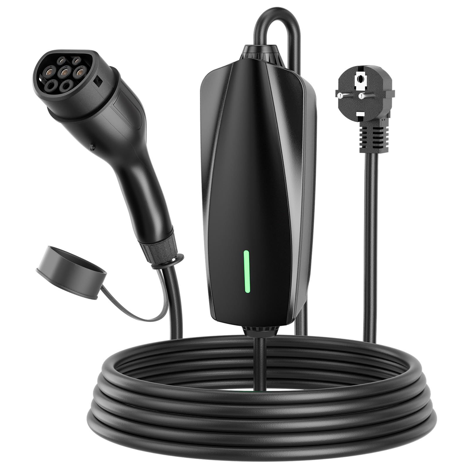 Evjuicion Chargeur Voiture Electrique 8 Mètres 16A 3,68kW Schwarz Cable de Recharge Voiture Électrique avec Voyant LED, Bleu Portabilité Domestique EV Chargeur Type 2 avec Sac Rangement, IEC 62196