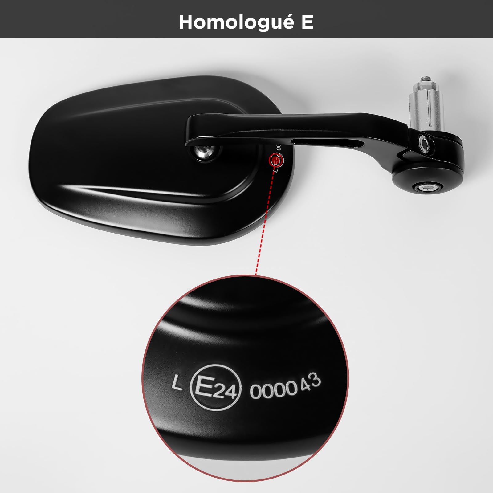 evermotor Rétroviseur universel de moto, rétroviseur d'extrémité de guidon homologué E, miroir de moto pivotant à 360°, pour quad scooter ATV Scooter, 2 pièces