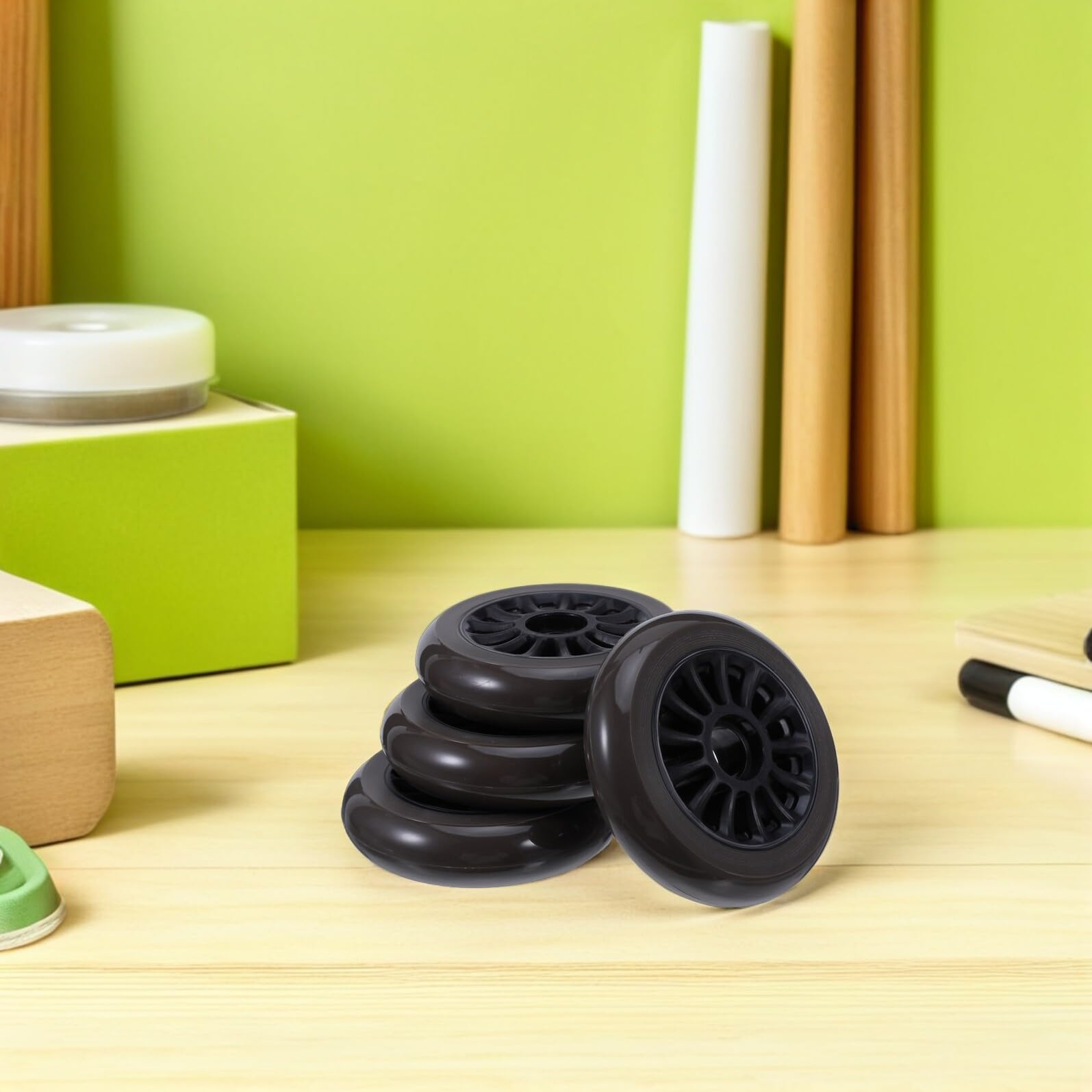 ORFOFE Ruote per Scooter in Plastica Nera Ruote di Ricambio Resistenti e Leggere per Pattini Rotelle Skateboard e Valigie per Principianti e Uso Esterno