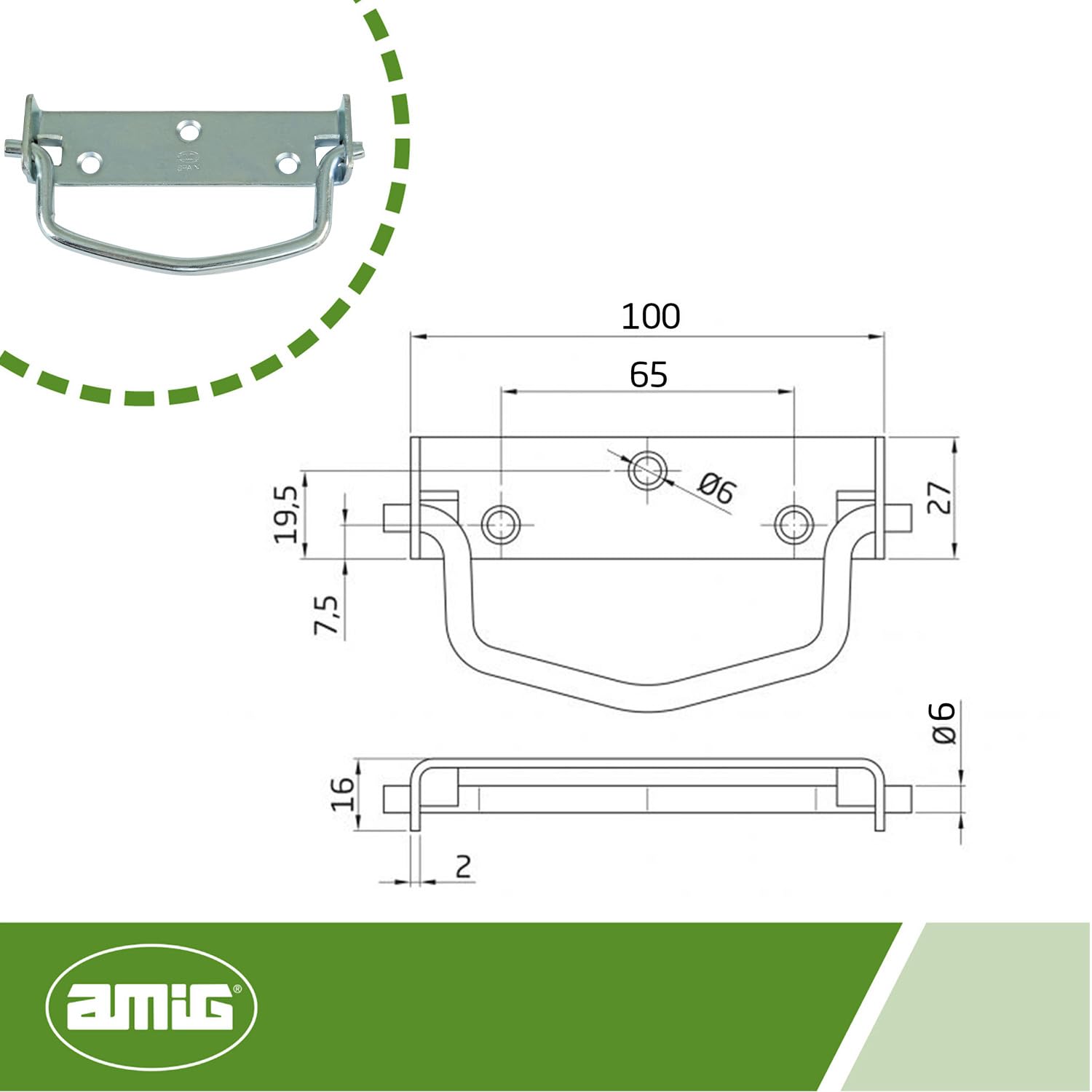 Amig - Multi-Purpose Handle, Silver, 100 x 27 mm - Image 4