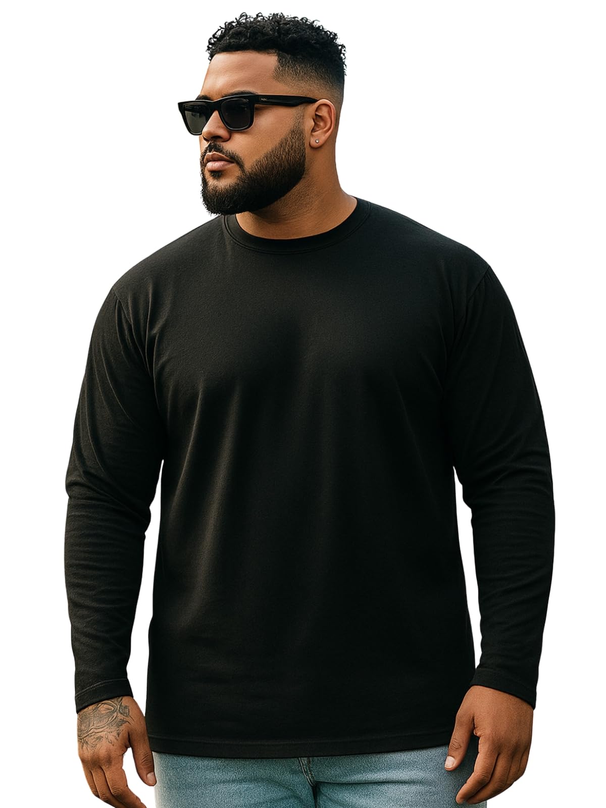 veirdo Pure Cotton Regular Fit Solid Core Plus Size Plus Size Full Sleeve T-Shirt for Men (Sizes: 2XL to 5XL)-picture-12