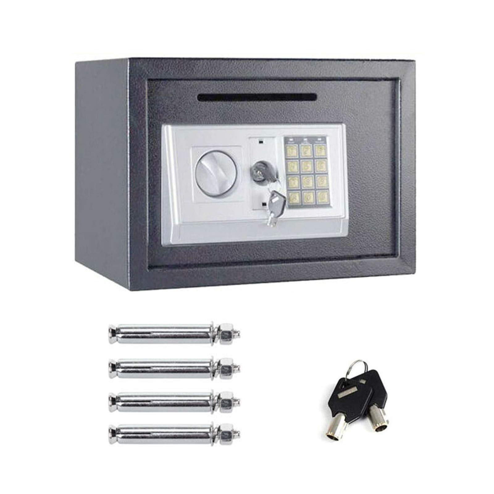 Huini Grey Digital Safe Security Electronic Steel Safety Box Home Office Money Cash Lockable Storage Safe With 2 Emergency Keys, 16L