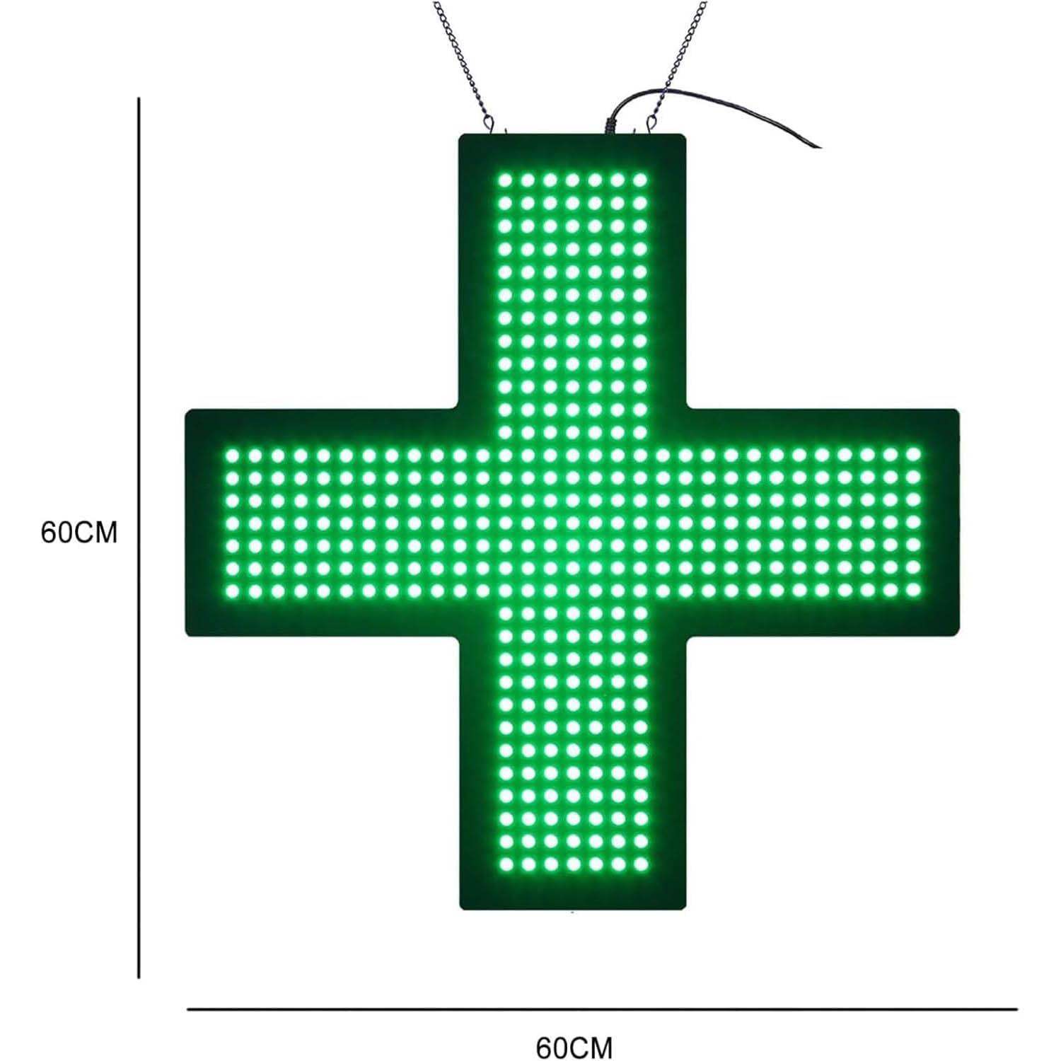Cartel LED Con Cruz Médica Para Dispensarios, Cartel Con Pantalla En Forma De Cruz De 60 X 60 Cm, Cartel Publicitario Para Colgar, Con Animación Por Capas/parpadeo Global, 3 Modos De Funcionamiento