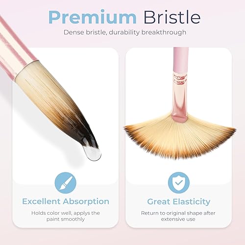 Miniatura 4 de Nicpro Juego de 30 pinceles de pintura, pinceles estéticos pastel con espátula de pintura y rollo de tela, pinceles de pintura para pintura