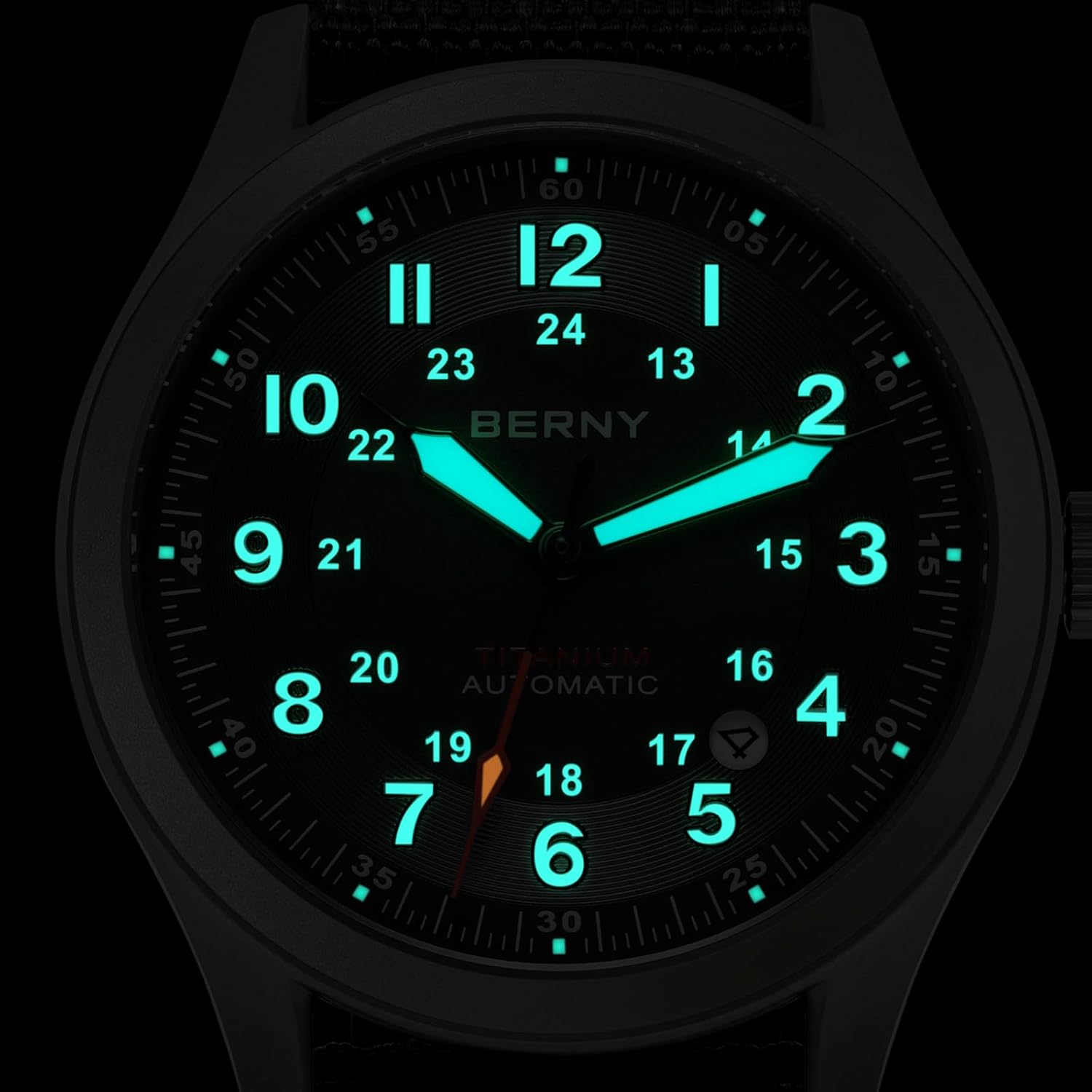BERNY Automatic Titanium Watch for Men 10ATM Waterproof Men's Field Watch Super Luminous Male Analog Mechanical Military Wrist Watch AR Sapphire Crystal Date Calender Birthday Present - Image 5