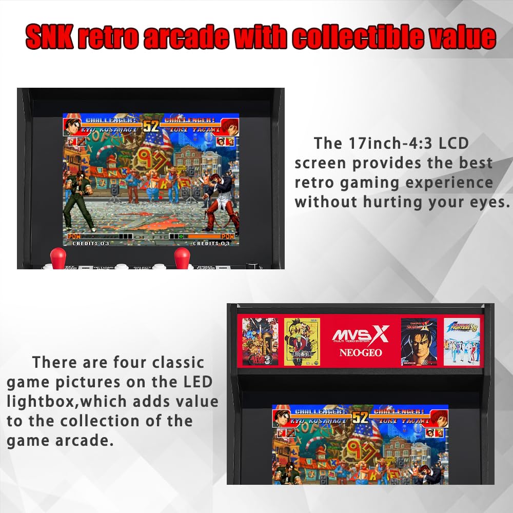 UNICO MVSX Arcade con Base Combinato, 50 giochi retro con licenza ufficiale SNK precaricati, Supporta due giocatori per giocare contemporaneamente