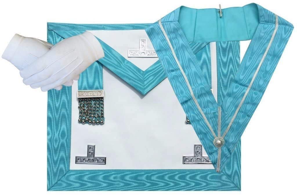 Masonic regalia Worshipful mason WM Apron, Past Master Collar & Glove (Standard, MEDIUM)