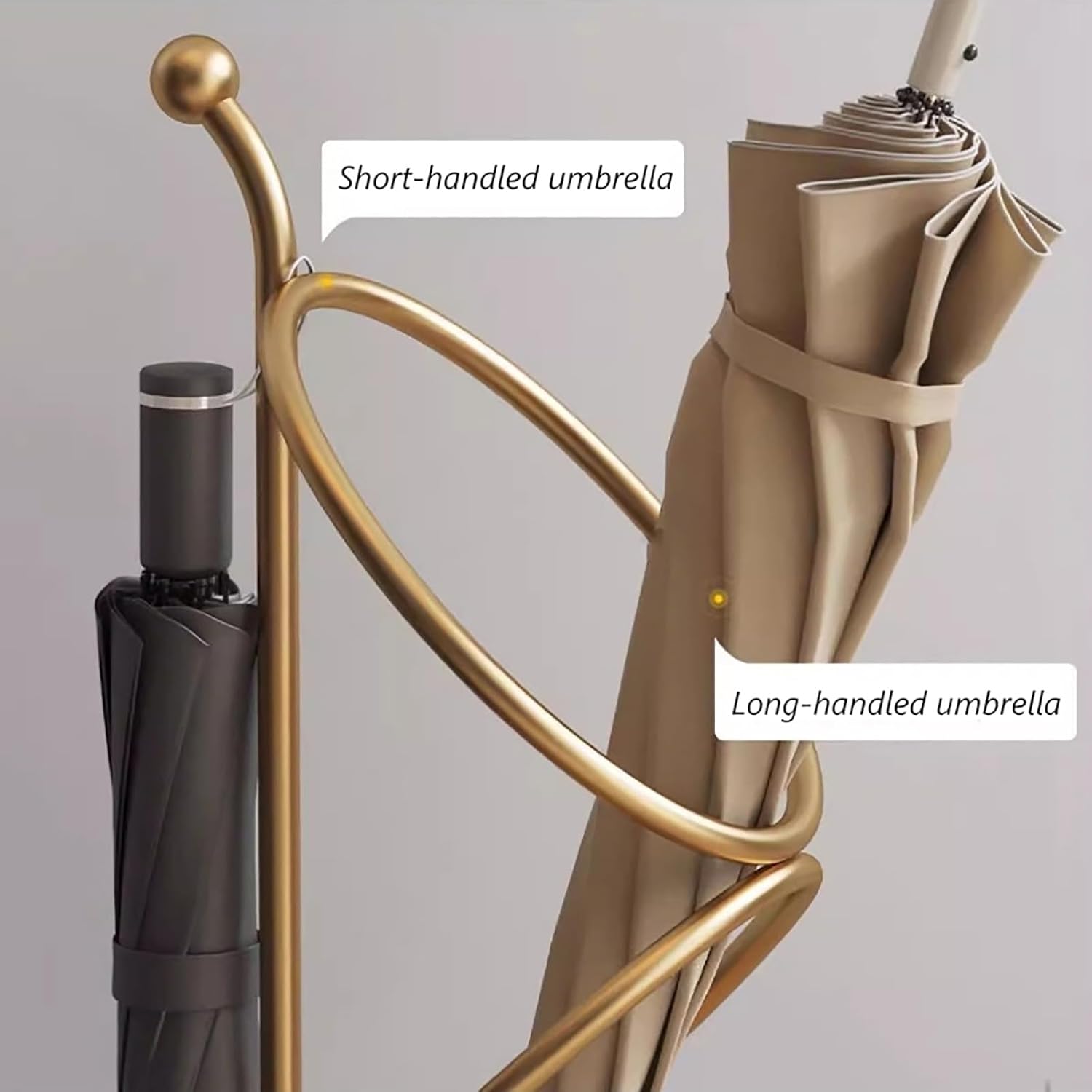 Golden Metal Umbrella Stand Rack,Free Standing Round Umbrella Holder Bin for Entrances,Canes Walking Sticks Holder for Entryway, Home, Office