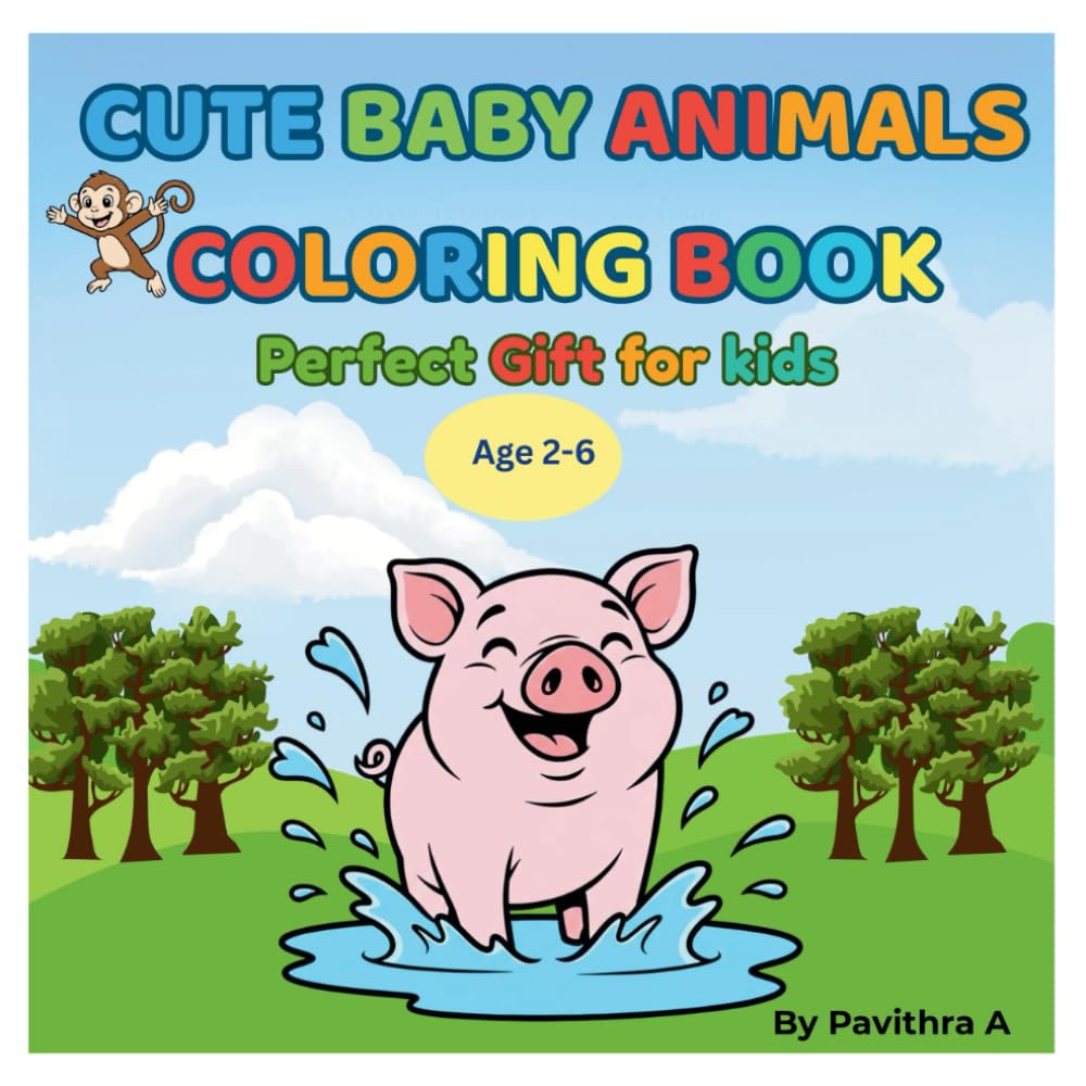 Cute Baby Animals: Coloring Book for kids Age 2-6
